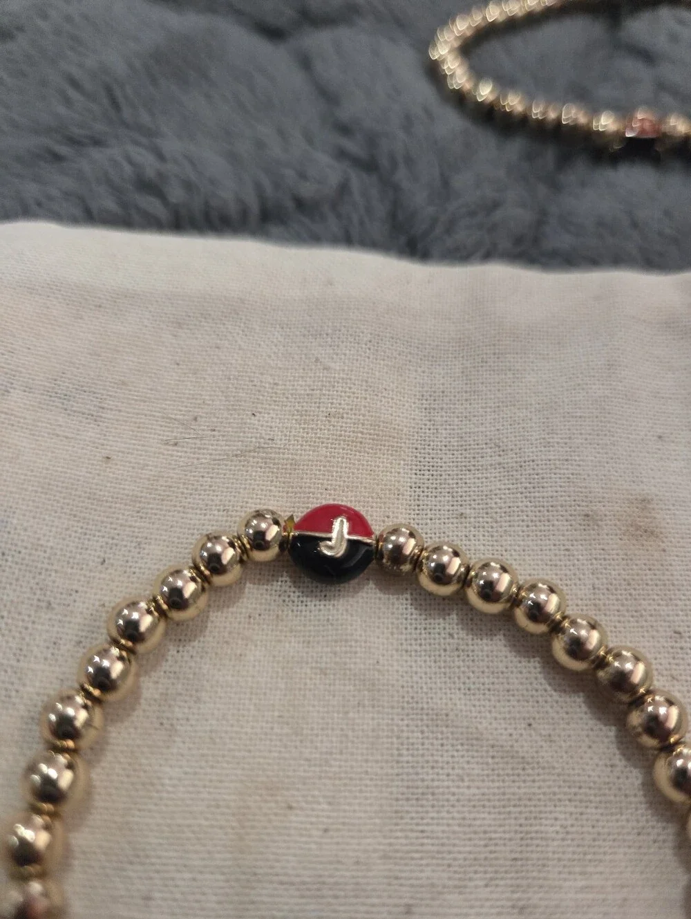 BaubleBar Disney Gold Beaded Bracelet Stack - Initial J & Mickey Mouse